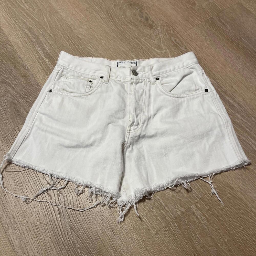 We The Free White Cutoff Jean Shorts Button Fly Size 28 H08